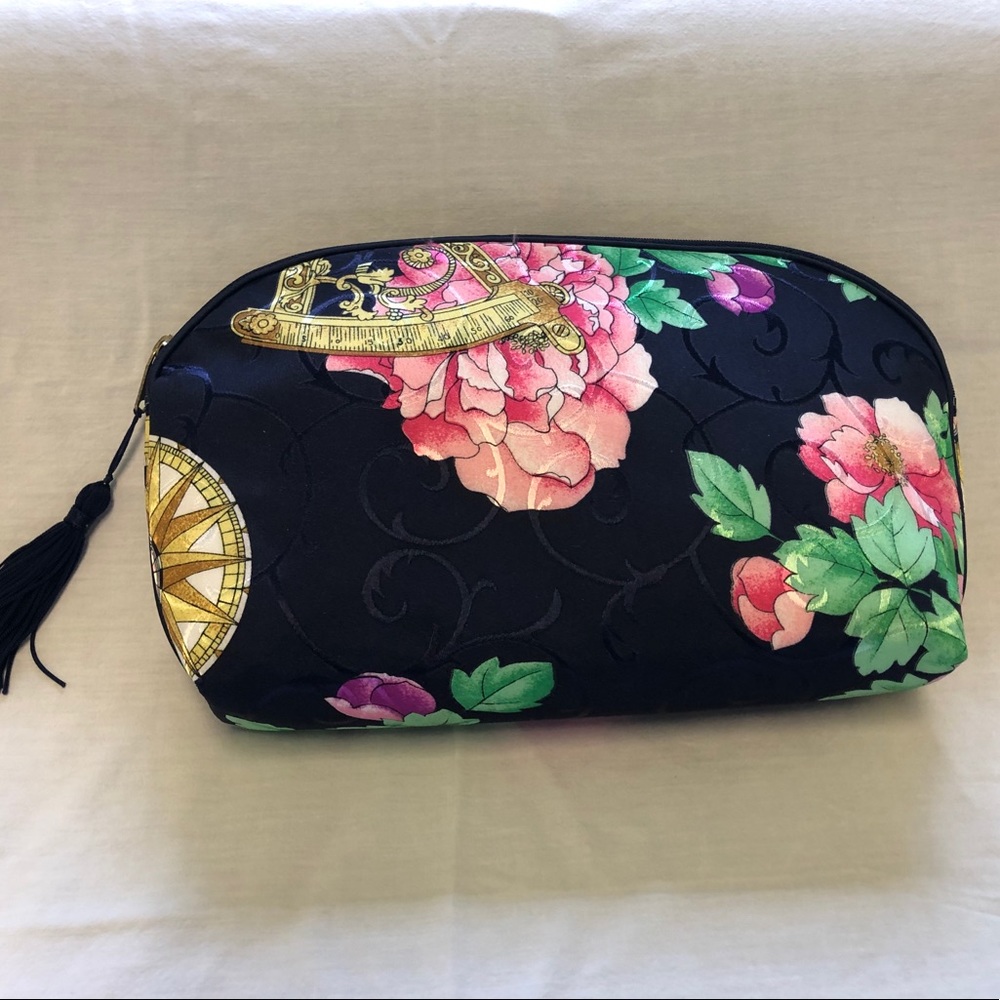 Beautiful Navy Floral Makeup Bag